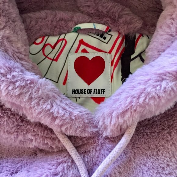 House of Fluff - Recycled Teddy Hoodie - Faux Fur Pullover - Lavender - Men's M - Picture 9 of 15